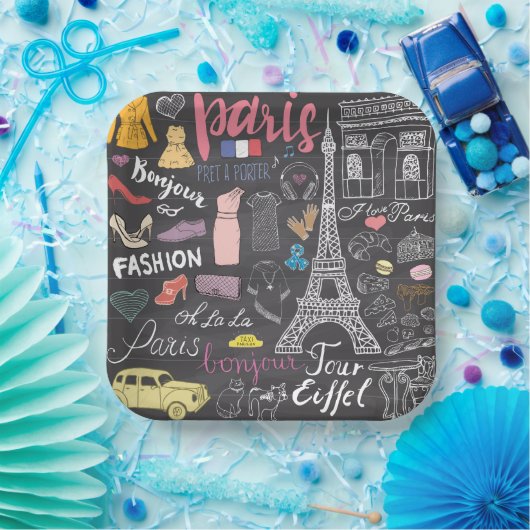 Assiettes En Carton Tour Eiffel Paris France (Fête)