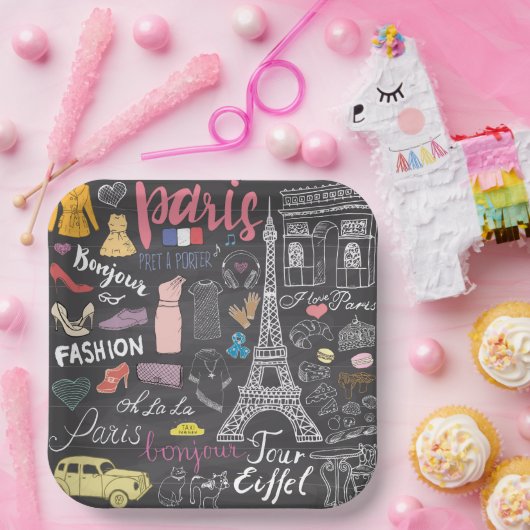 Assiettes En Carton Tour Eiffel Paris France (Fête)