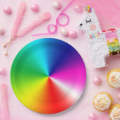 Assiettes En Carton Tourbillon arc-en-ciel néon (Fête)