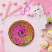 Assiettes En Carton Tourbillon Super rétro Abstrait chaud (Fête)