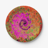 Assiettes En Carton Tourbillon Super rétro Abstrait chaud (Devant)