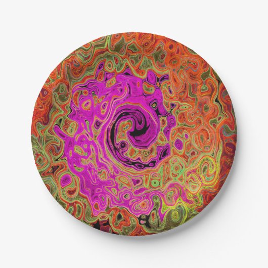 Assiettes En Carton Tourbillon Super rétro Abstrait chaud (Devant)