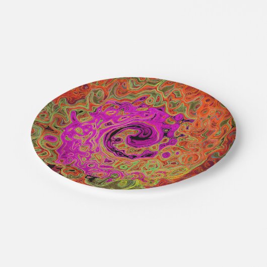 Assiettes En Carton Tourbillon Super rétro Abstrait chaud (Angle)