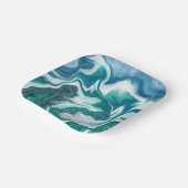 Assiettes En Carton Tourbillon Turquoise et Blue Ocean Wave (Angulaire)