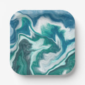 Assiettes En Carton Tourbillon Turquoise et Blue Ocean Wave (Recto)