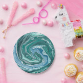 Assiettes En Carton Tourbillon Turquoise et Blue Ocean Wave (Fête)