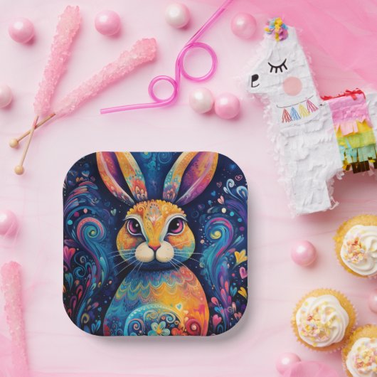 Assiettes En Carton Tourbillons et coeurs Bleu (Fête)