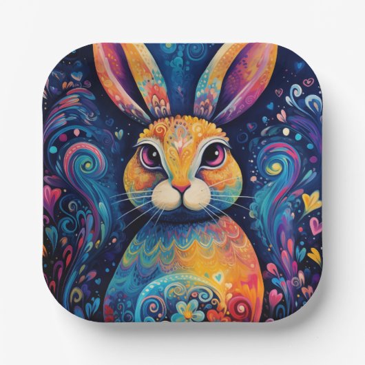 Assiettes En Carton Tourbillons et coeurs Bleu (Recto)