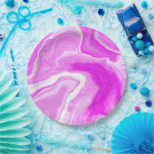 Assiettes En Carton Tourbillons roses et Marbres blancs (Fête)