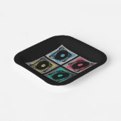 Assiettes En Carton Tourne-disques d'art pop rétro (Angulaire)