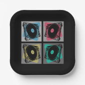 Assiettes En Carton Tourne-disques d'art pop rétro (Recto)