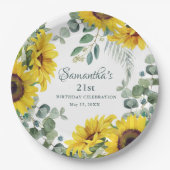 Assiettes En Carton Tournesol 21e fête d'anniversaire (Devant)