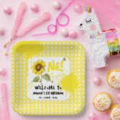 Assiettes En Carton Tournesol aquarelle avec papillons 1er anniversair (Fête)