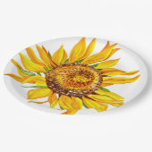 Assiettes En Carton Tournesol Aquarelle Fleurs Plaques en papier (Angle)