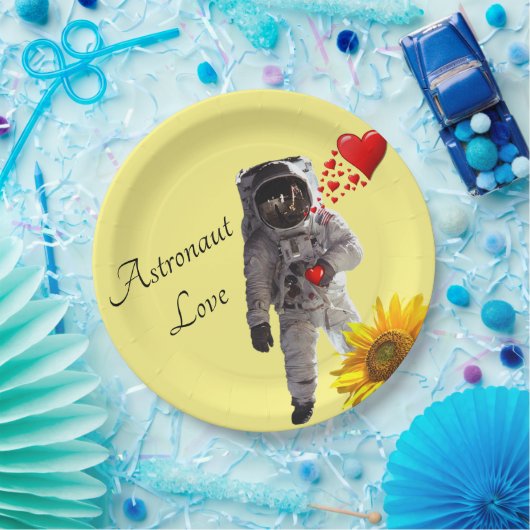Assiettes En Carton Tournesol Astronaut Plaques en papier Coeurs rouge (Fête)