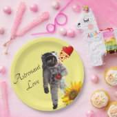 Assiettes En Carton Tournesol Astronaut Plaques en papier Coeurs rouge (Fête)