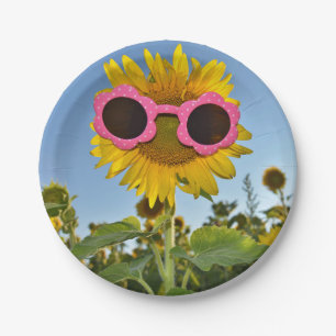 Assiettes En Carton tournesol avec lunettes de soleil