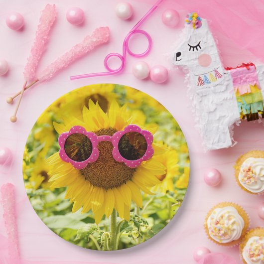 Assiettes En Carton Tournesol avec lunettes de soleil (Fête)