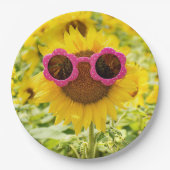 Assiettes En Carton Tournesol avec lunettes de soleil (Devant)