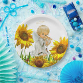 Assiettes En Carton Tournesol Baby Angel Plaques en papier (Fête)