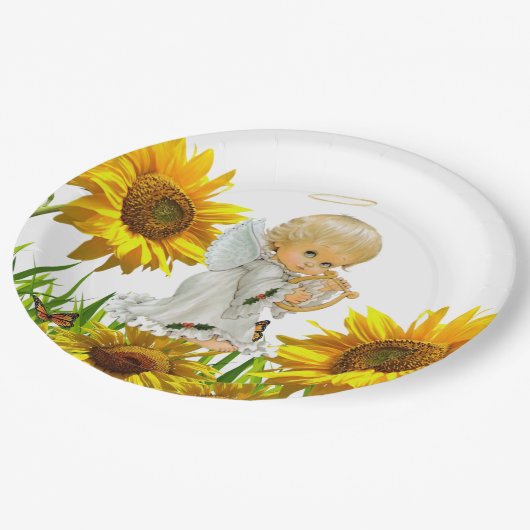 Assiettes En Carton Tournesol Baby Angel Plaques en papier (Angle)