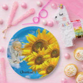 Assiettes En Carton Tournesol Baby Angel Plaques en papier floral (Fête)