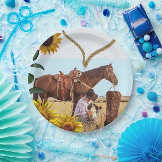 Assiettes En Carton Tournesol Cowboy Horse Plaques en papier (Fête)