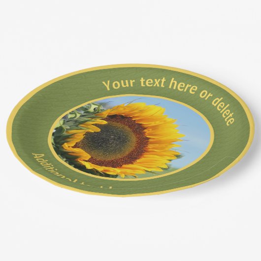 Assiettes En Carton Tournesol Dans Sunshine Fête Personnalisée (Angle)