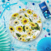 Assiettes En Carton Tournesol d'aquarelle 7 (Fête)