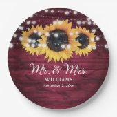 Assiettes En Carton Tournesol de Bourgogne Mariage de bois rustique (Devant)