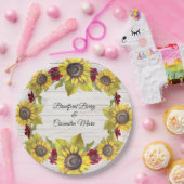 Assiettes En Carton Tournesol de mariée en bois blanc Patiné rustique (Fête)