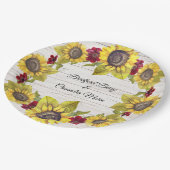 Assiettes En Carton Tournesol de mariée en bois blanc Patiné rustique (Angle)