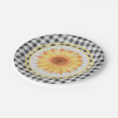 Assiettes En Carton Tournesol d'été En vichy pique-nique (Angle)