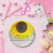 Assiettes En Carton Tournesol en bois rustique Personnalisé (Fête)