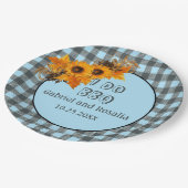 Assiettes En Carton Tournesol et Bleu Buffalo Checks Partie d'engageme (Angle)