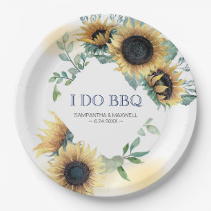 Assiettes En Carton Tournesol et bleu marine I Do BBQ