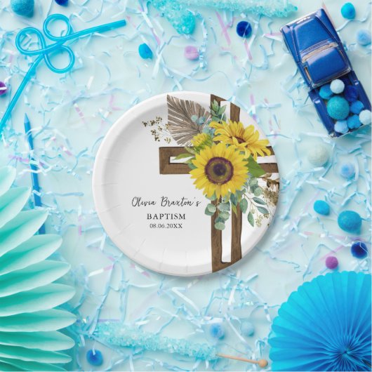 Assiettes En Carton Tournesol & Eucalyptus Boho Plaque de papier Bapti (Fête)