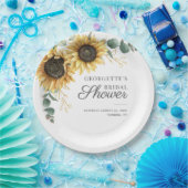 Assiettes En Carton Tournesol Eucalyptus Vert Fête des mariées florale (Fête)