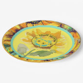 Assiettes En Carton Tournesol Fille Anniversaire Jaune Noir (Angle)