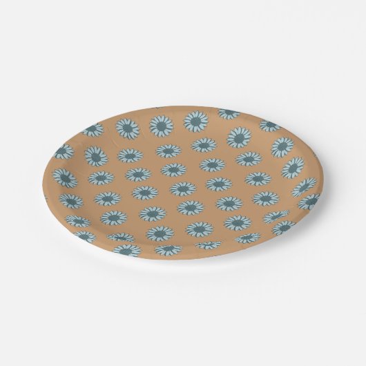 Assiettes En Carton Tournesol Fleurs Bleues Minuscules (Angle)