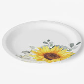 Assiettes En Carton Tournesol ivoire pivoine Floral Eucalyptus Mariage (Angle)