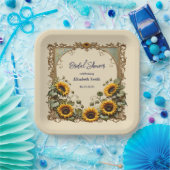 Assiettes En Carton Tournesol jaune avec cadre d'art douche nuptiale (Fête)