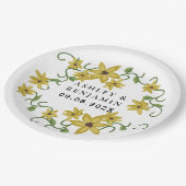 Assiettes En Carton Tournesol Jaune Floral Huile de la main dessinée (Angle)