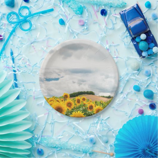 Assiettes En Carton Tournesol Jaune Plaque Mariage Rustique (Fête)