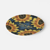 Assiettes En Carton Tournesol jaune rustique Denim Blue Jeans Mariage (Angle)