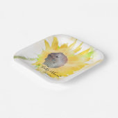 Assiettes En Carton Tournesol jaune sur Mariage d'aquarelle blanche (Angulaire)