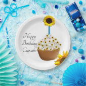 Assiettes En Carton Tournesol Joyeux Anniversaire Cupcake Plaques de p (Fête)