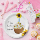 Assiettes En Carton Tournesol Joyeux Anniversaire Cupcake Plaques de p (Fête)