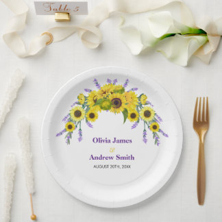 Assiettes En Carton Tournesol & Lavande Thème Floral Vintage pour un M