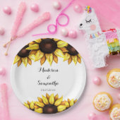 Assiettes En Carton Tournesol Mariage Aquarelle jaune Plaques de papie (Fête)